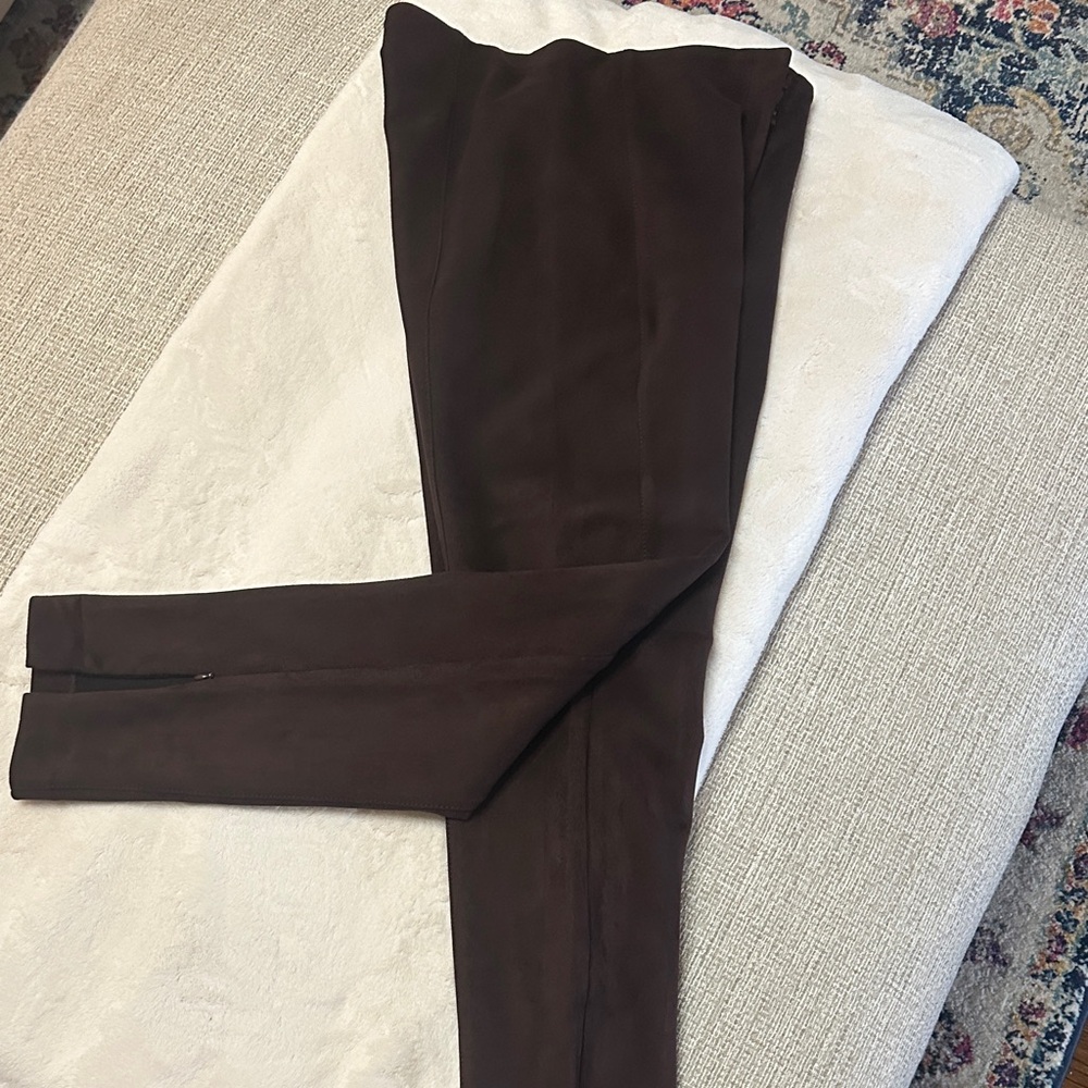 Brown Suede Slim Fit Pants